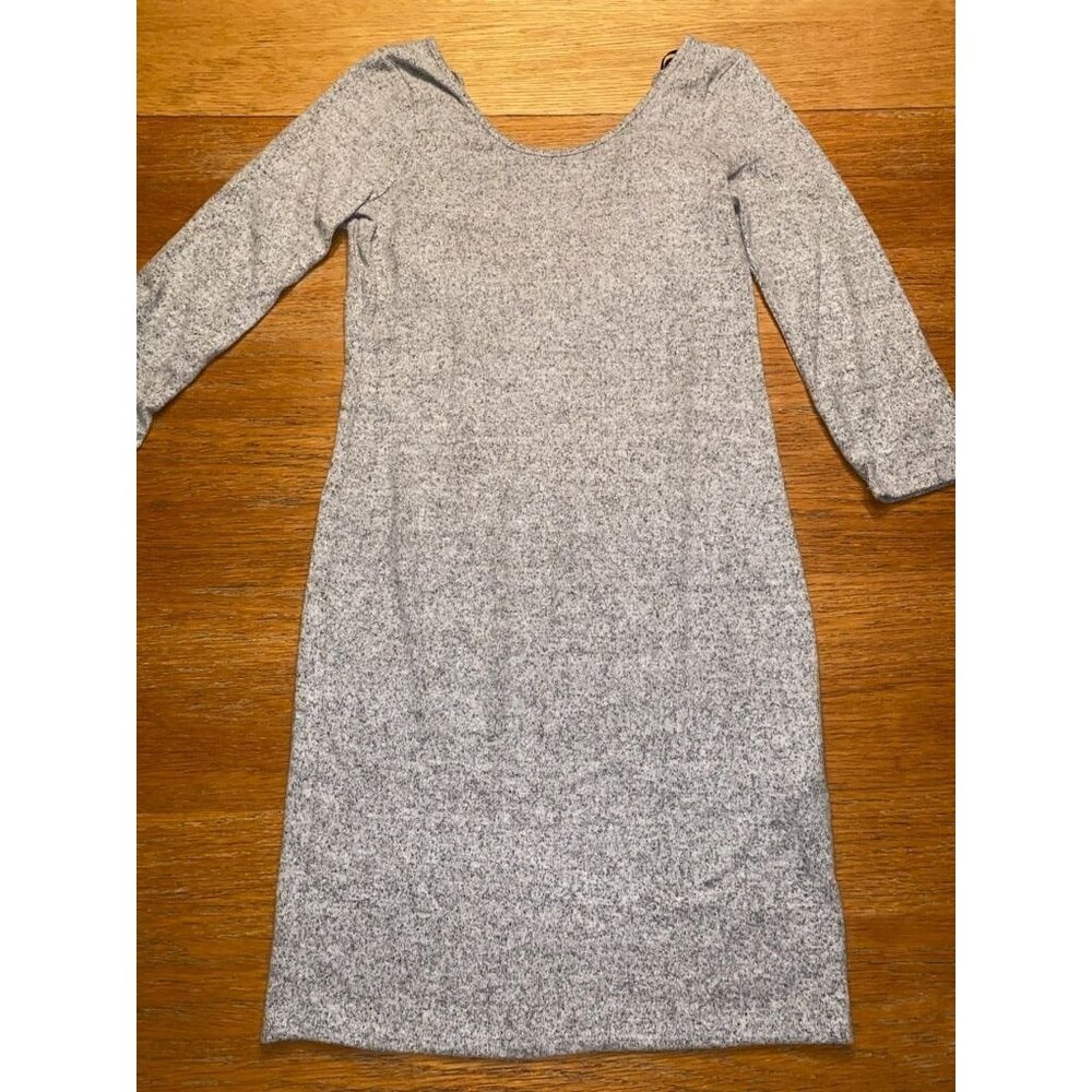 Heather Gray Long Sleeve Knit Dress With Tie Back Detail